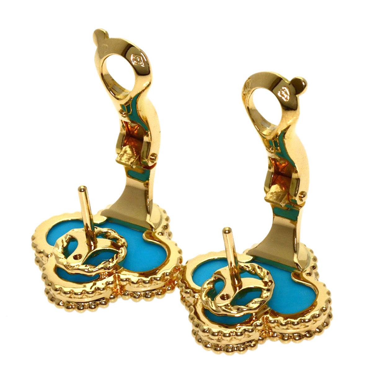 Van Cleef & Arpels Vintage Alhambra Turquoise earring K18 Yellow Gold Ladies [Used]