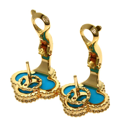 Van Cleef & Arpels Vintage Alhambra Turquoise earring K18 Yellow Gold Ladies [Used]