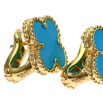 Van Cleef & Arpels Vintage Alhambra Turquoise earring K18 Yellow Gold Ladies [Used]