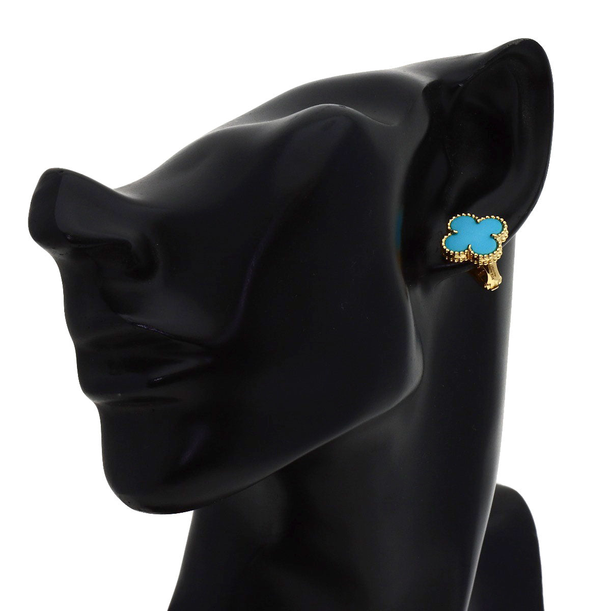 Van Cleef & Arpels Vintage Alhambra Turquoise earring K18 Yellow Gold Ladies [Used]