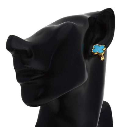 Van Cleef & Arpels Vintage Alhambra Turquoise earring K18 Yellow Gold Ladies [Used]