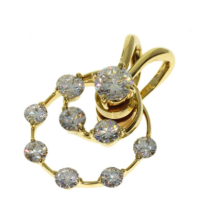 WALTHAM swing diamond Pendant top K18 Yellow Gold Ladies [Used]