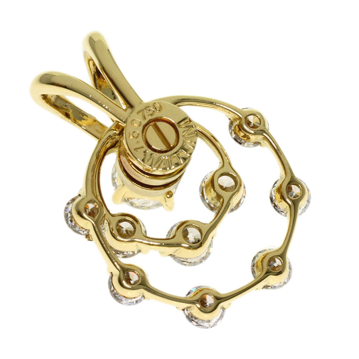 WALTHAM swing diamond Pendant top K18 Yellow Gold Ladies [Used]