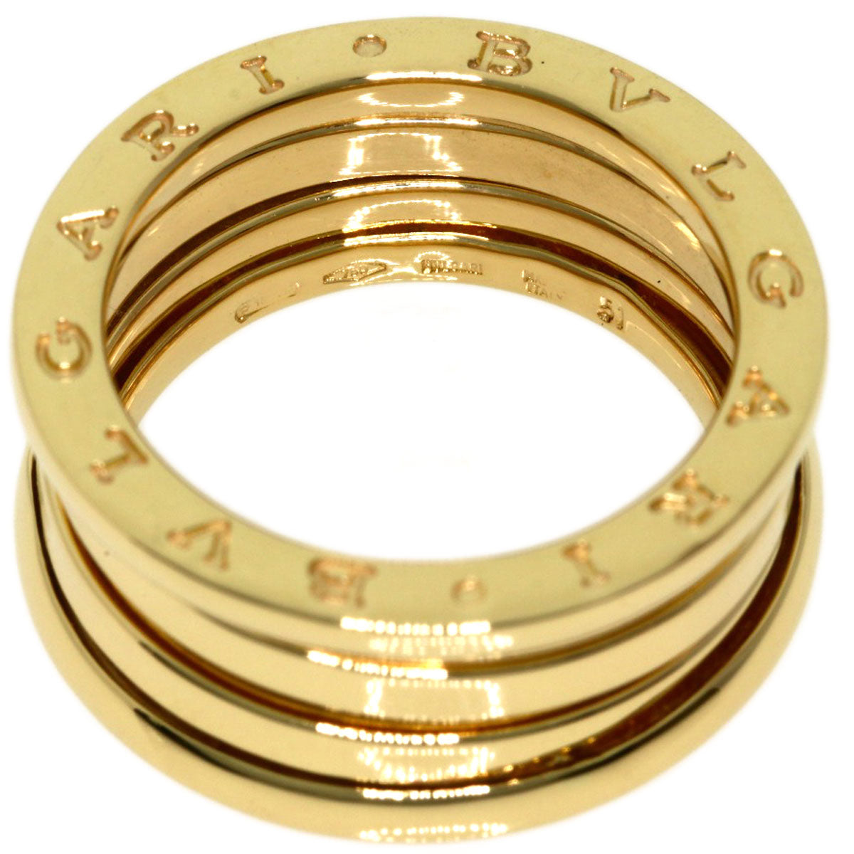 BVLGARI B.zero1 2 Band #51 Ring K18 Yellow Gold Ladies [Used]