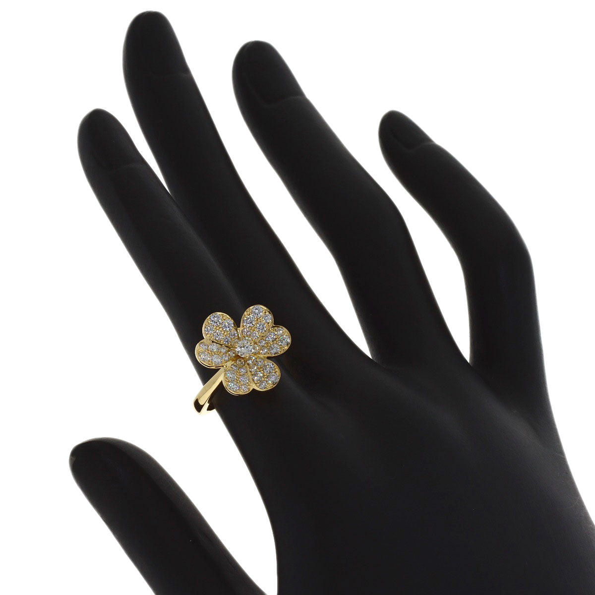 Van Cleef & Arpels Frivole 1 Flower Small Diamond #49 Ring K18 Yellow Gold Ladies [Used]
