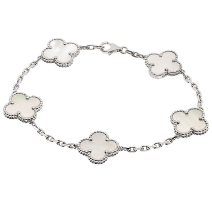 Van Cleef & Arpels Vintage Alhambra Shell Bracelet K18 White Gold Ladies [Used]