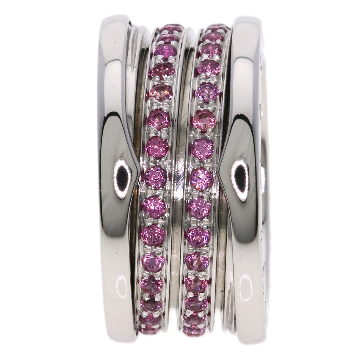 BVLGARI B.zero1 4-band Garnet #49 Ring K18 White Gold Ladies [Used]