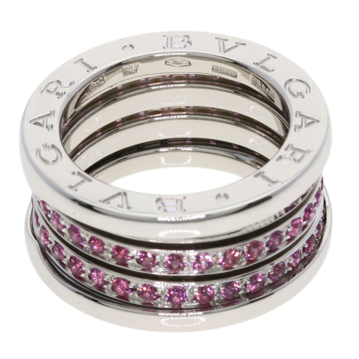 BVLGARI B.zero1 4-band Garnet #49 Ring K18 White Gold Ladies [Used]