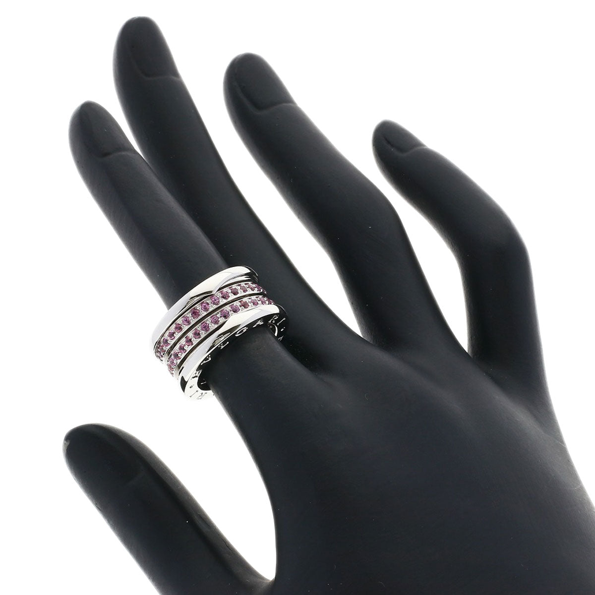 BVLGARI B.zero1 4-band Garnet #49 Ring K18 White Gold Ladies [Used]