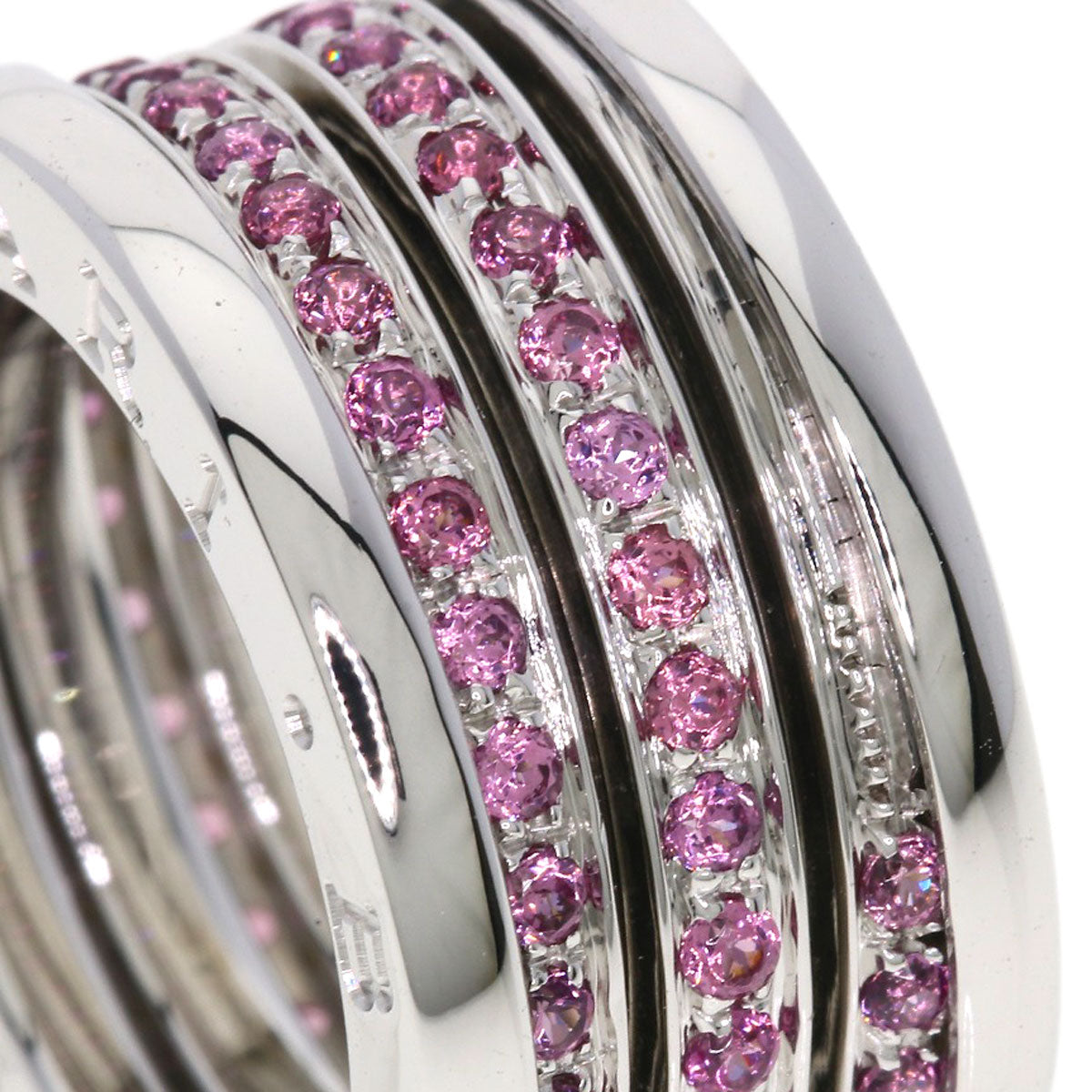 BVLGARI B.zero1 4-band Garnet #49 Ring K18 White Gold Ladies [Used]