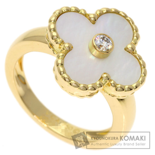 Van Cleef & Arpels Vintage Alhambra Diamond Shell Ring K18 Yellow Gold Ladies [Used]