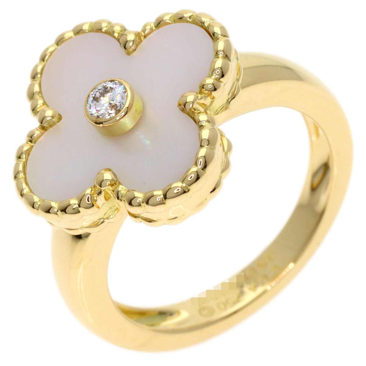 Van Cleef & Arpels Vintage Alhambra Diamond Shell Ring K18 Yellow Gold Ladies [Used]