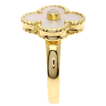 Van Cleef & Arpels Vintage Alhambra Diamond Shell Ring K18 Yellow Gold Ladies [Used]