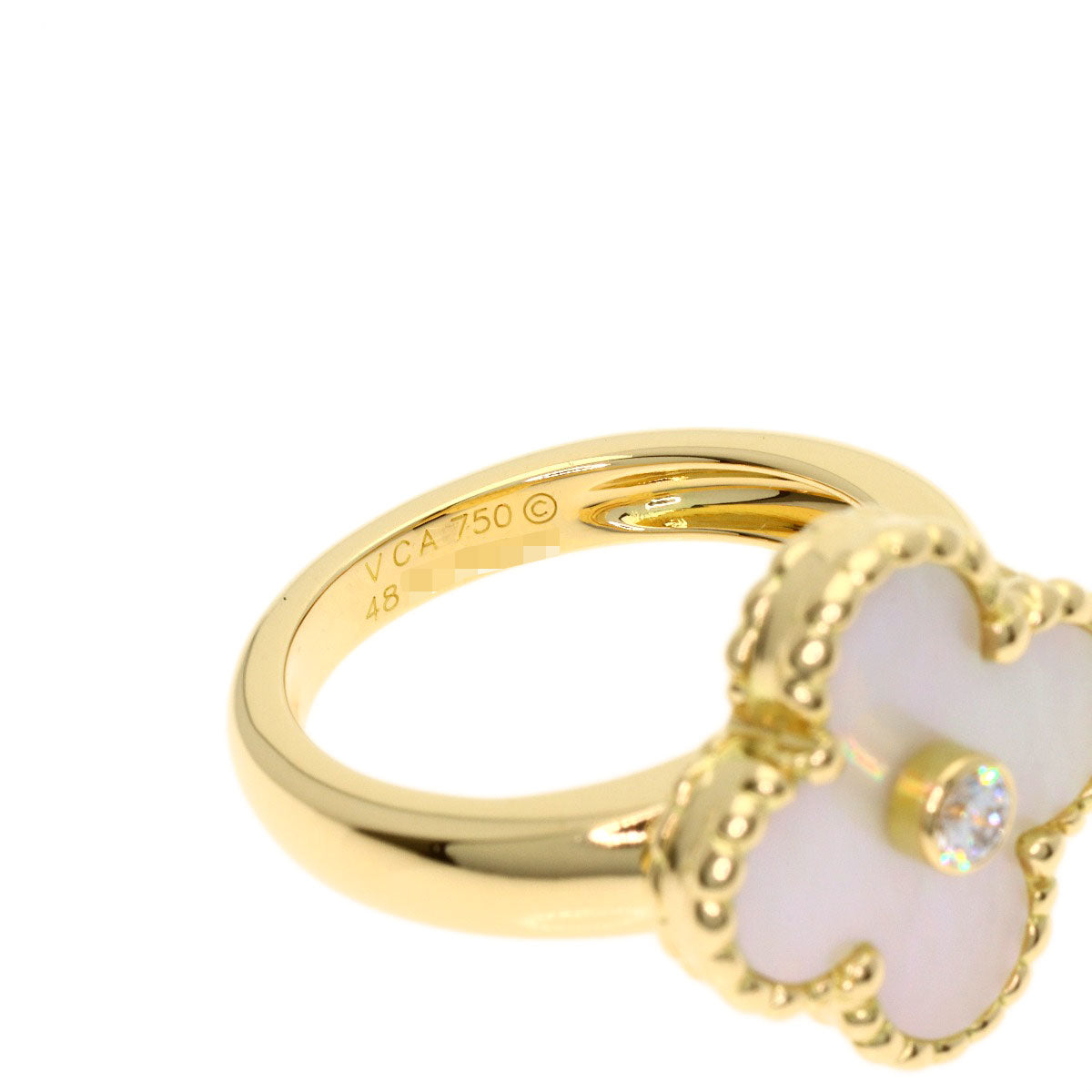 Van Cleef & Arpels Vintage Alhambra Diamond Shell Ring K18 Yellow Gold Ladies [Used]