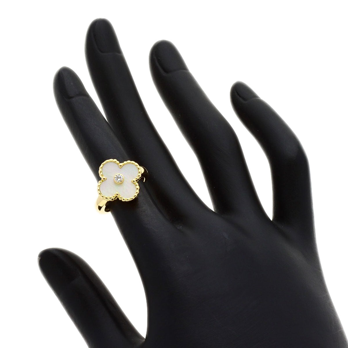 Van Cleef & Arpels Vintage Alhambra Diamond Shell Ring K18 Yellow Gold Ladies [Used]