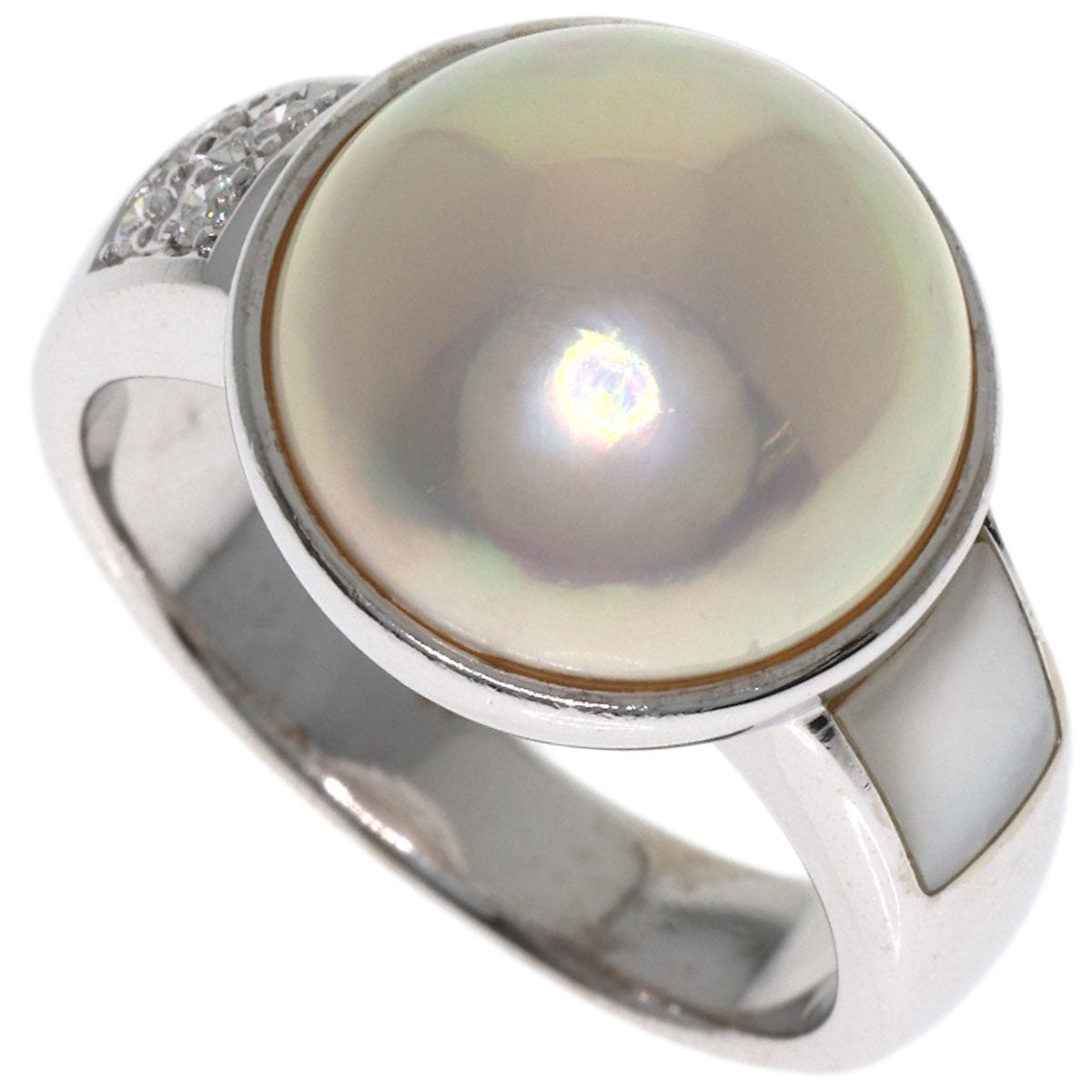 TASAKI Mabe Pearl Pearl Diamond Ring K18 White Gold Ladies [Used]