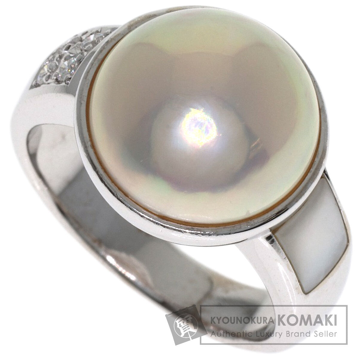 TASAKI Mabe Pearl Pearl Diamond Ring K18 White Gold Ladies [Used]