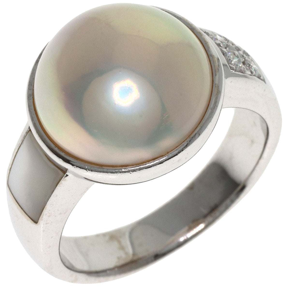 TASAKI Mabe Pearl Pearl Diamond Ring K18 White Gold Ladies [Used]
