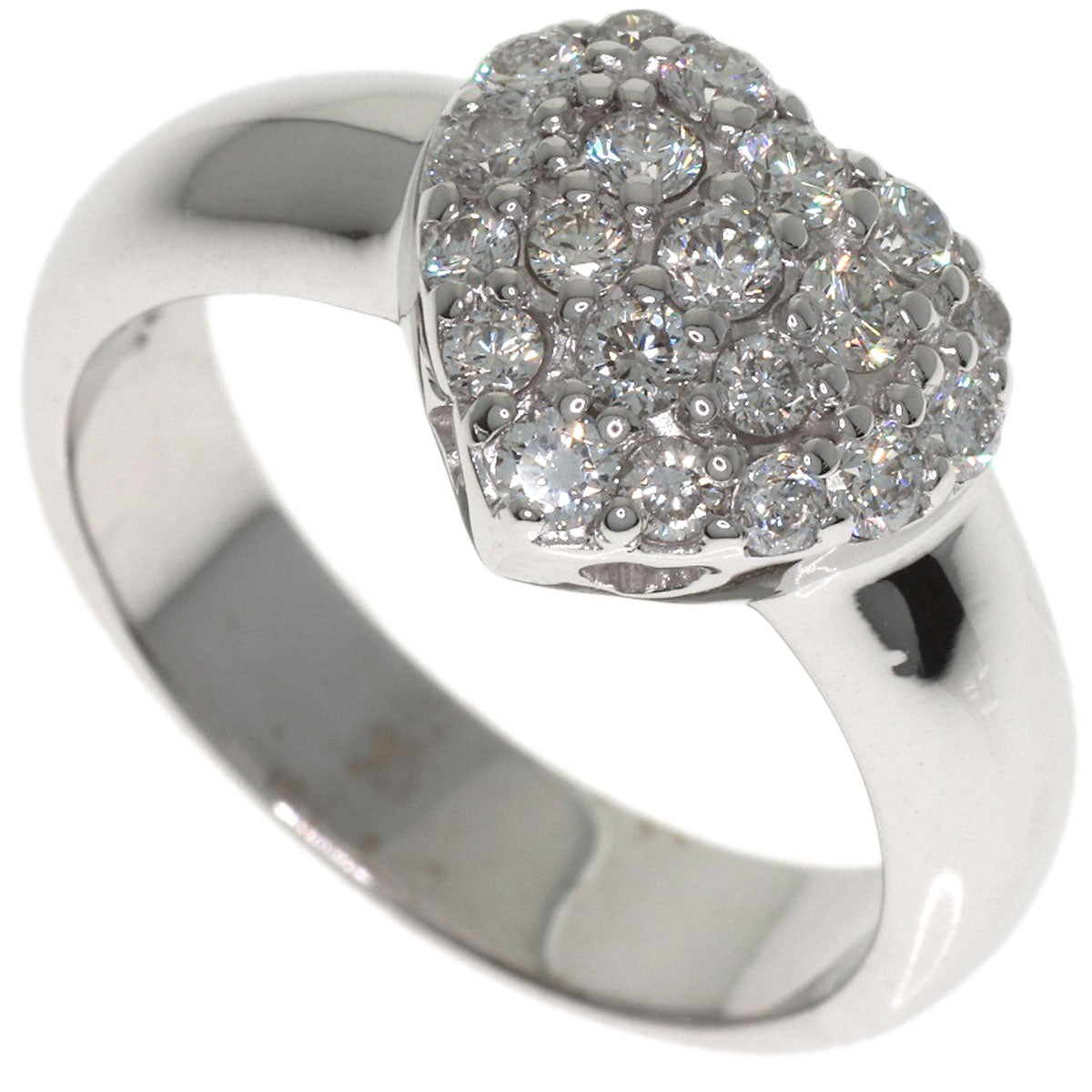 Ponte Vecchio Heart Diamond Ring K18 White Gold Ladies [Used]