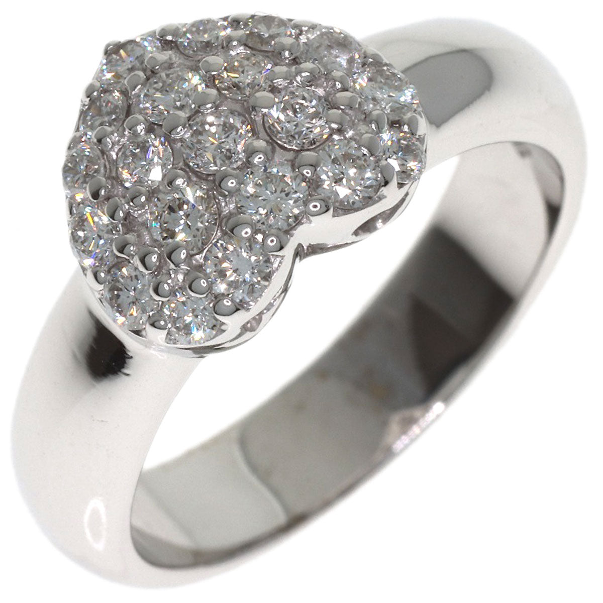 Ponte Vecchio Heart Diamond Ring K18 White Gold Ladies [Used]