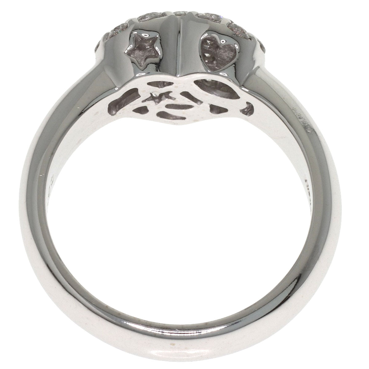 Ponte Vecchio Heart Diamond Ring K18 White Gold Ladies [Used]