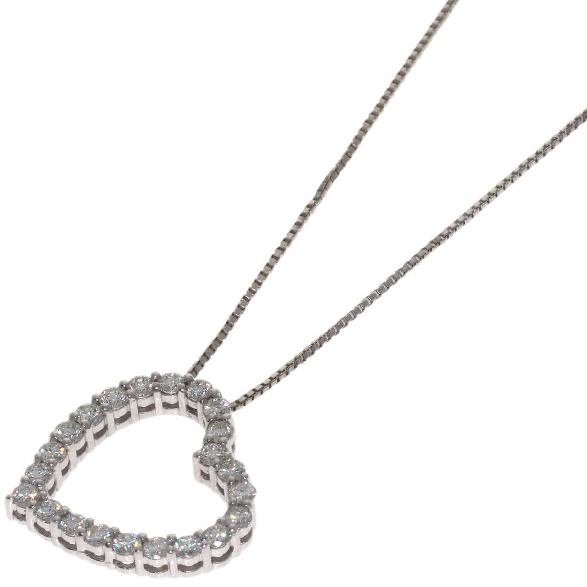 GUCCI Heart Diamond Necklace K18 White Gold Ladies [Used]