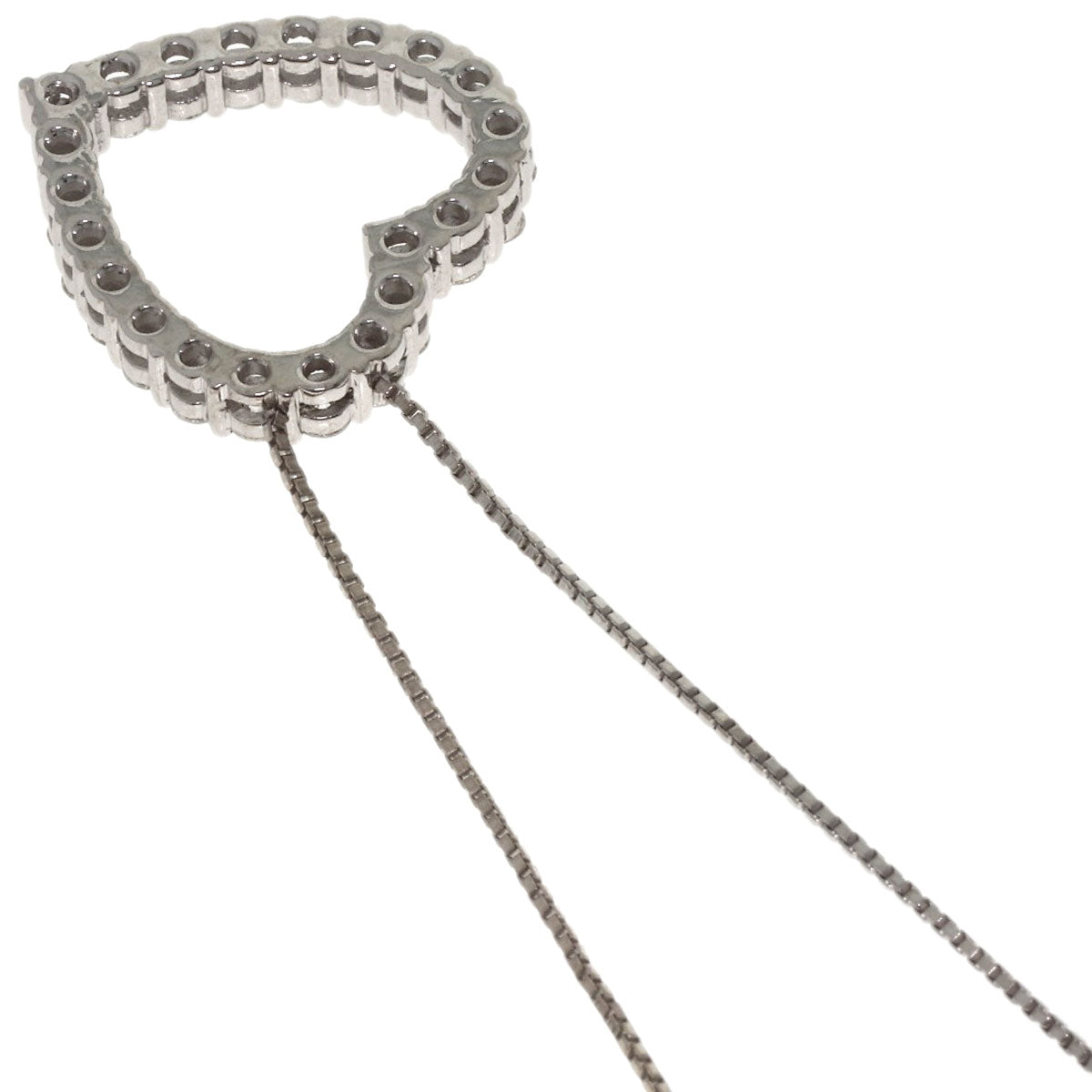 GUCCI Heart Diamond Necklace K18 White Gold Ladies [Used]