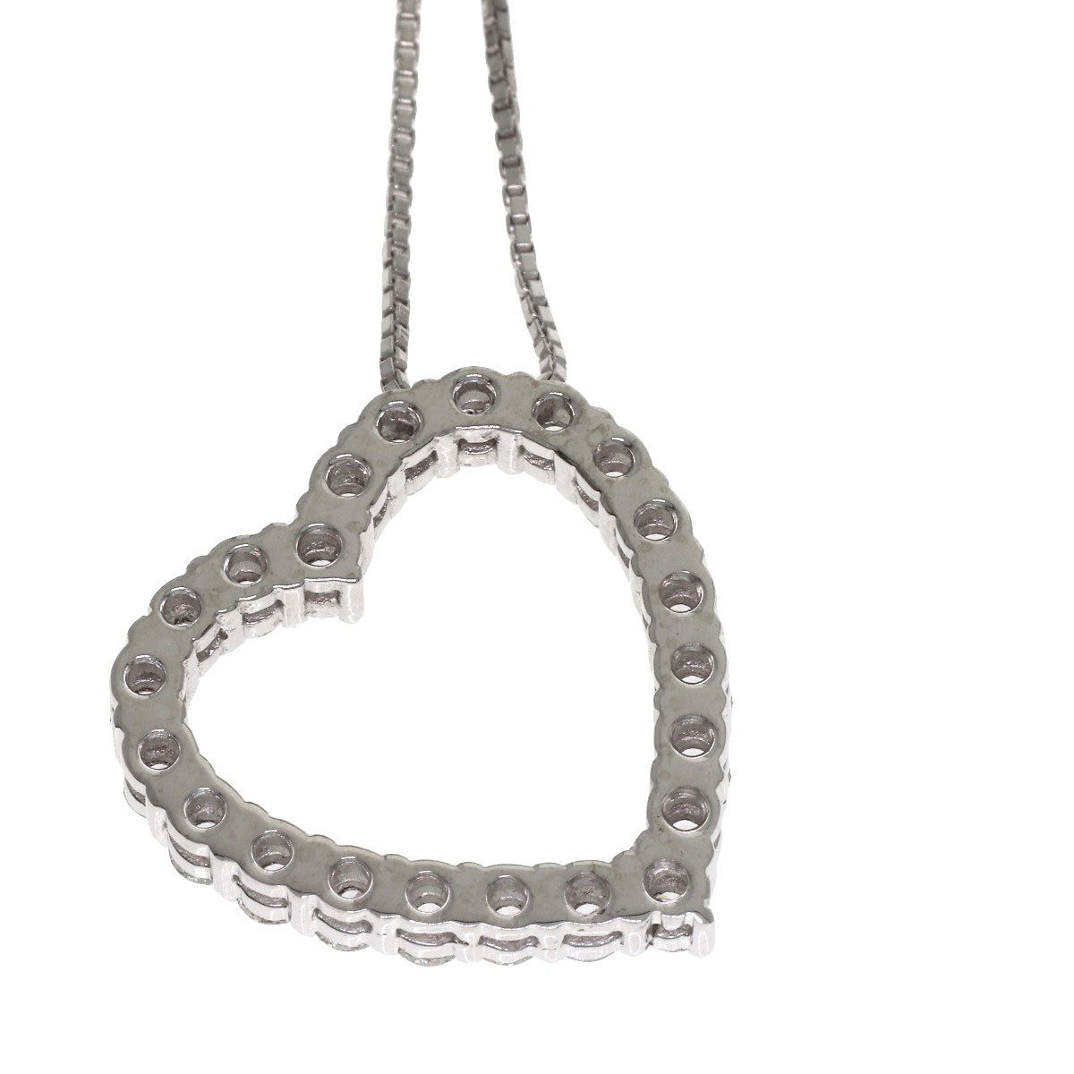 GUCCI Heart Diamond Necklace K18 White Gold Ladies [Used]