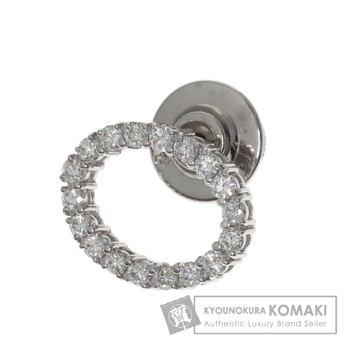 MIKIMOTO Oval Diamond Pin Brooch Brooch K18 White Gold Ladies [Used]