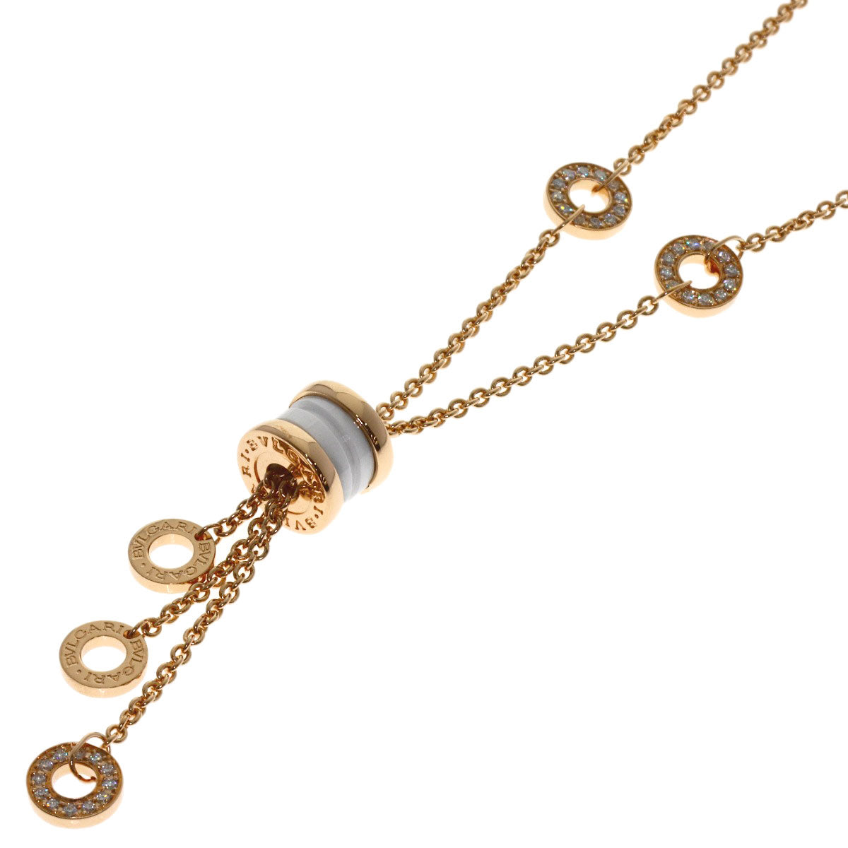 BVLGARI B.zero1 element Diamond Necklace K18 Pink Gold Ladies [Used]