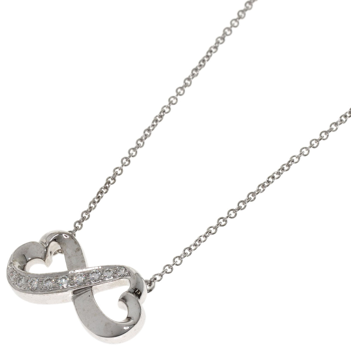 TIFFANY&Co. Double Loving Heart Diamond Necklace K18 White Gold Ladies [Used]