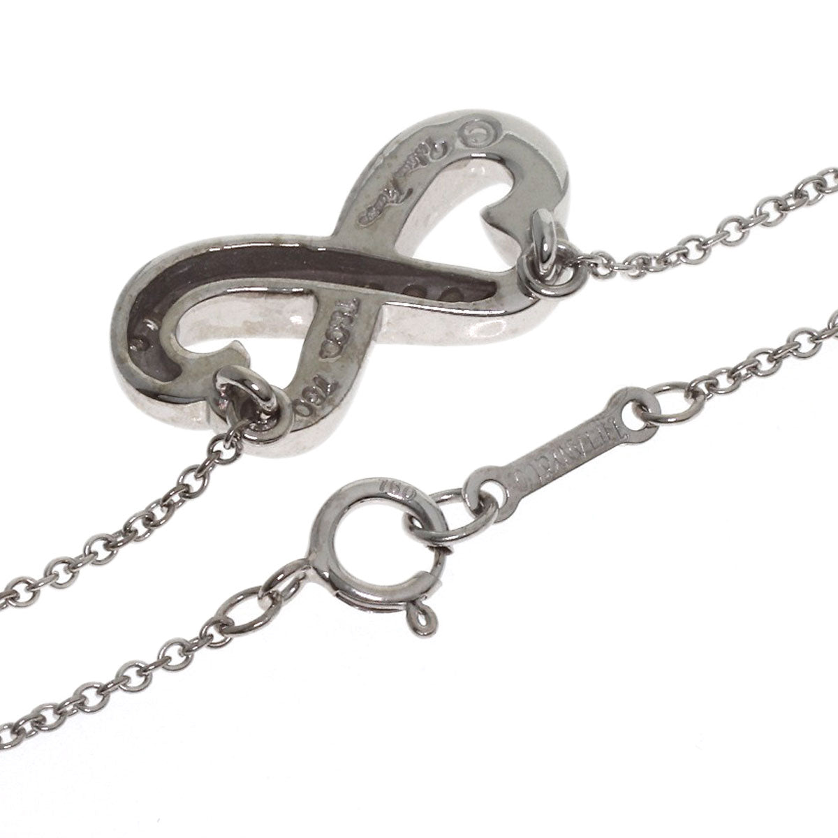 TIFFANY&Co. Double Loving Heart Diamond Necklace K18 White Gold Ladies [Used]
