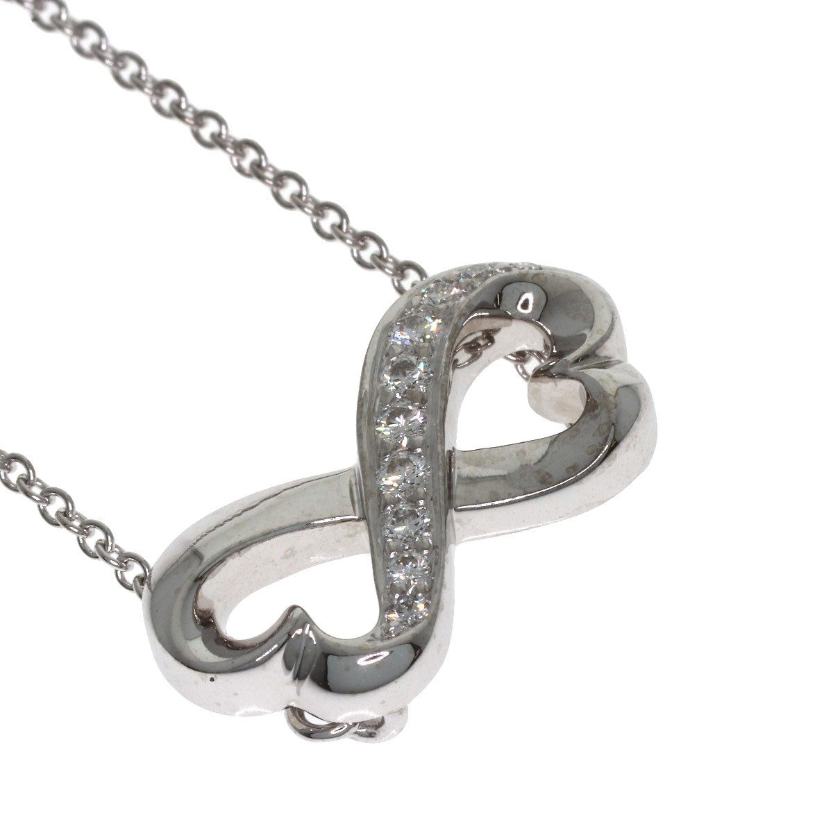 TIFFANY&Co. Double Loving Heart Diamond Necklace K18 White Gold Ladies [Used]