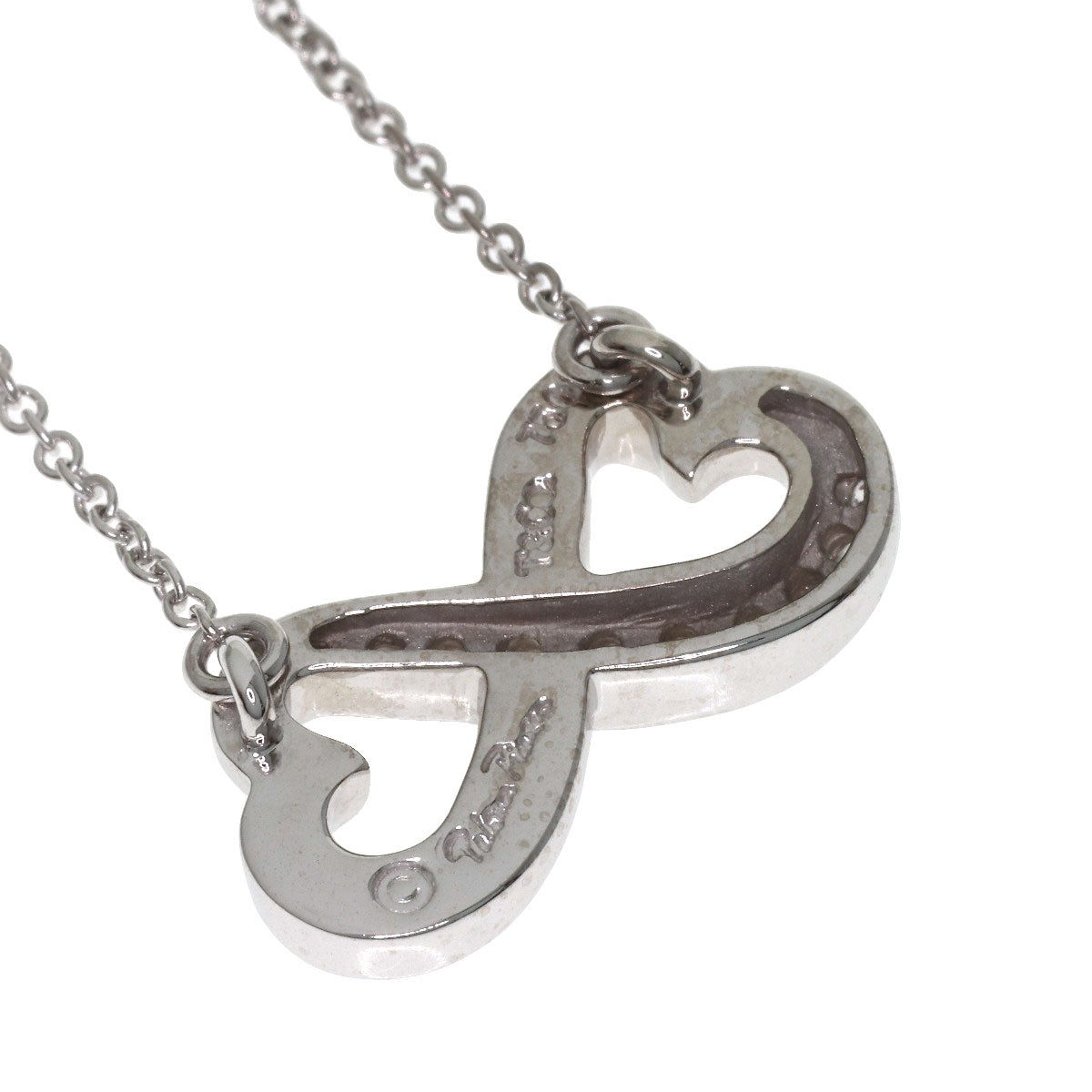 TIFFANY&Co. Double Loving Heart Diamond Necklace K18 White Gold Ladies [Used]