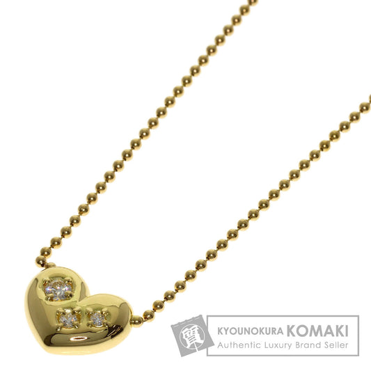 MIKIMOTO Heart motif 3P Diamond Necklace K18 Yellow Gold Ladies [Used]