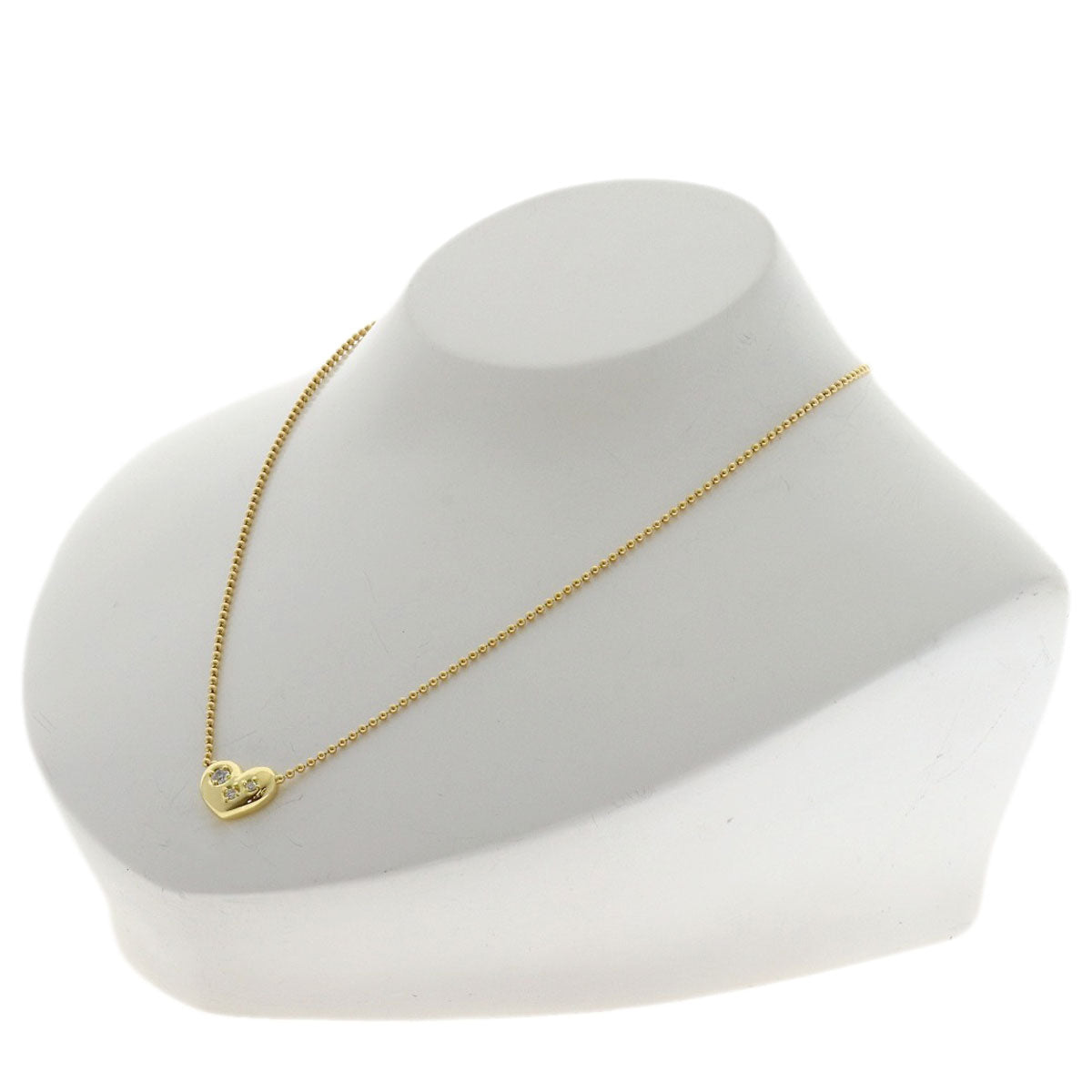 MIKIMOTO Heart motif 3P Diamond Necklace K18 Yellow Gold Ladies [Used]
