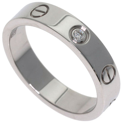 CARTIER Mini Love Ring with 1 Diamond #51 Ring K18 White Gold Ladies [Used]