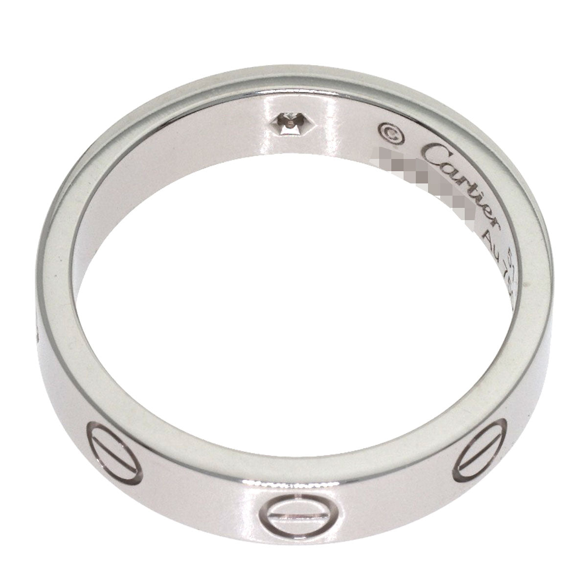 CARTIER Mini Love Ring with 1 Diamond #51 Ring K18 White Gold Ladies [Used]