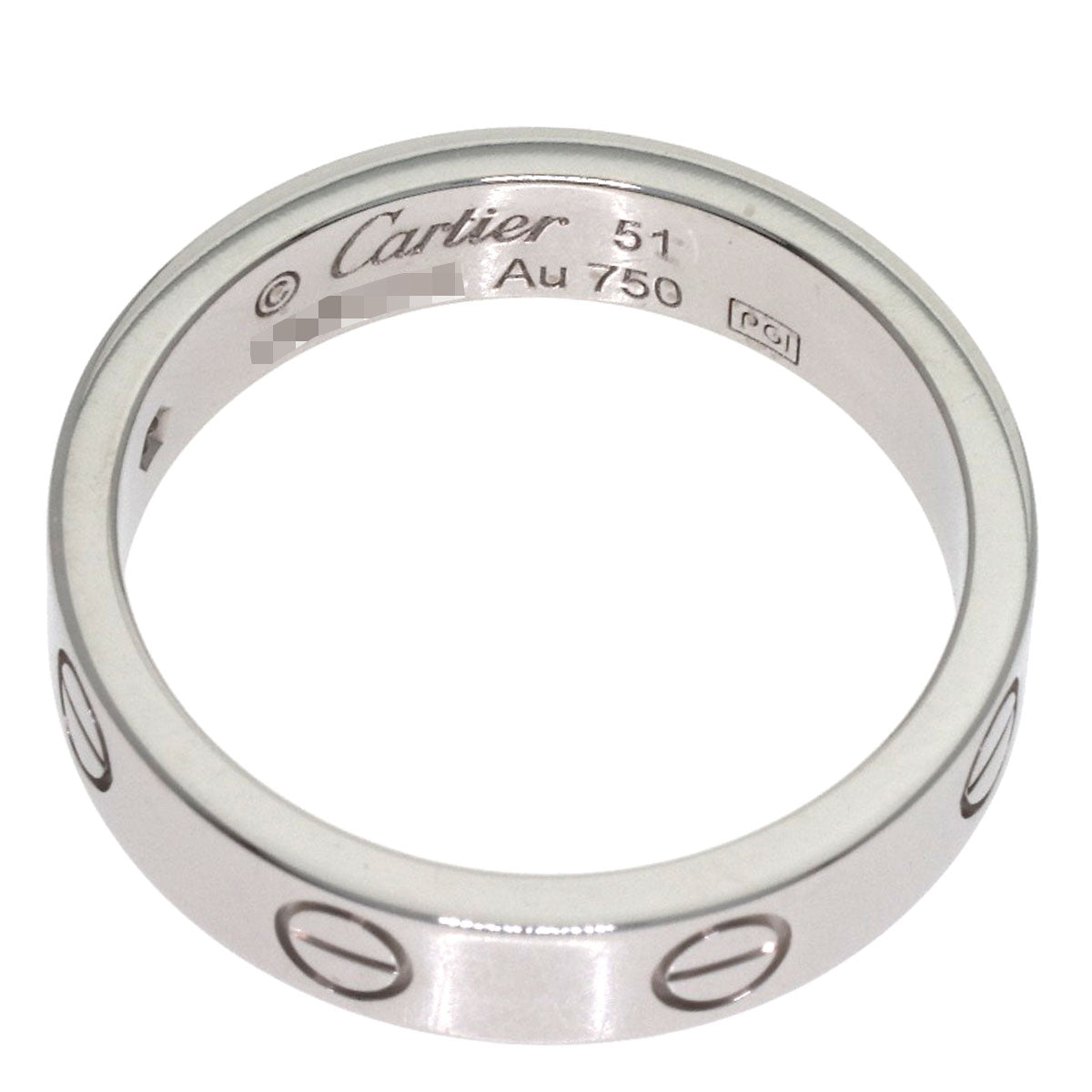 CARTIER Mini Love Ring with 1 Diamond #51 Ring K18 White Gold Ladies [Used]