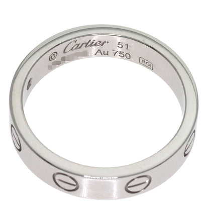 CARTIER Mini Love Ring with 1 Diamond #51 Ring K18 White Gold Ladies [Used]