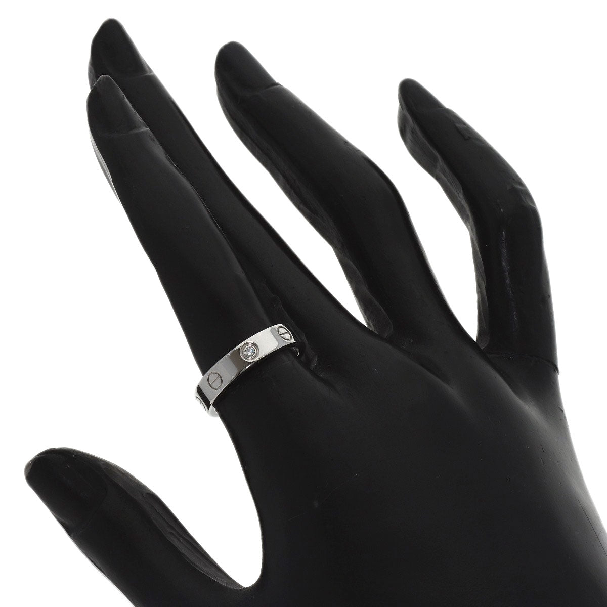 CARTIER Mini Love Ring with 1 Diamond #51 Ring K18 White Gold Ladies [Used]