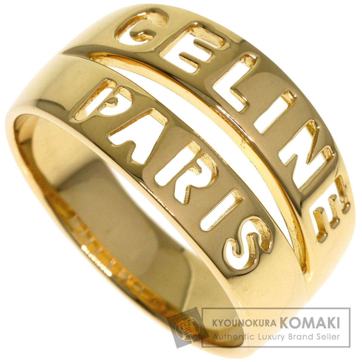 CELINE logo Ring K18 Yellow Gold Ladies [Used]