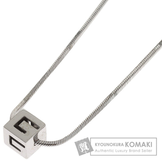 GUCCI Logo cube Necklace K18 White Gold Ladies [Used]