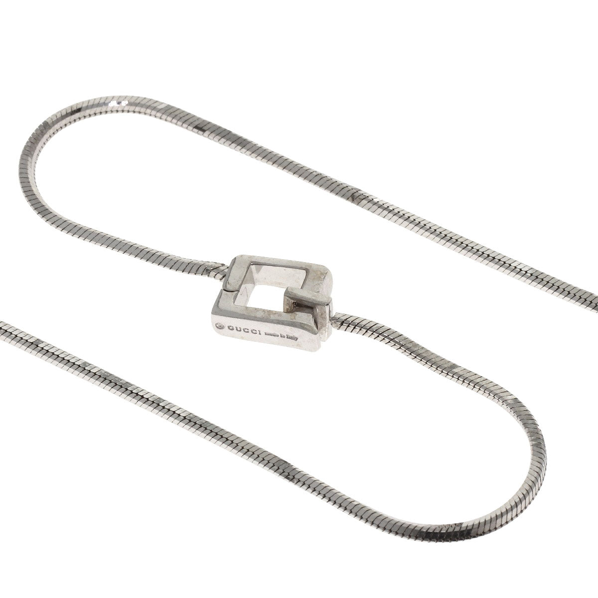 GUCCI Logo cube Necklace K18 White Gold Ladies [Used]