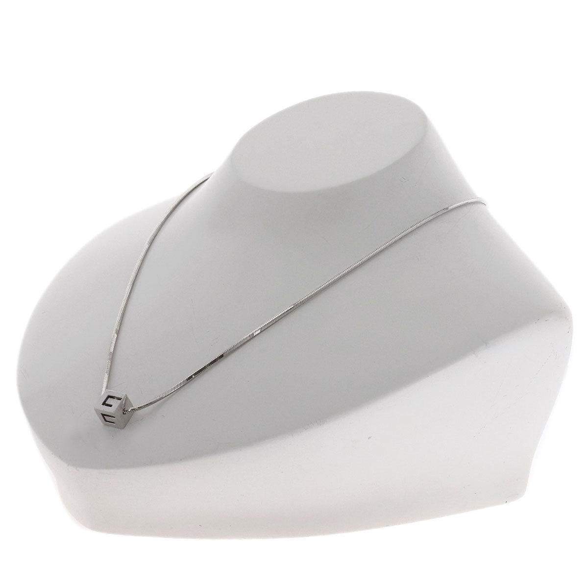 GUCCI Logo cube Necklace K18 White Gold Ladies [Used]