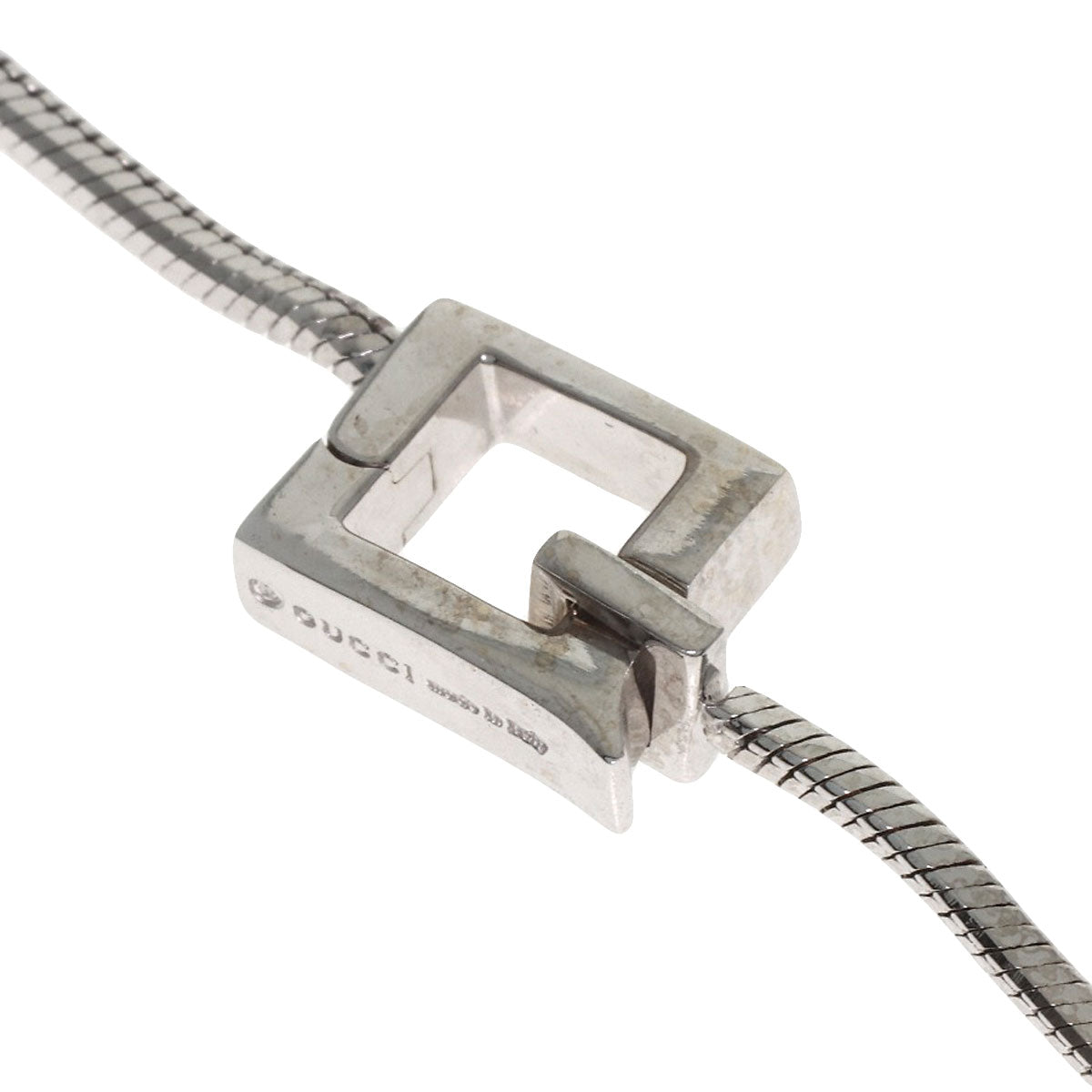 GUCCI Logo cube Necklace K18 White Gold Ladies [Used]
