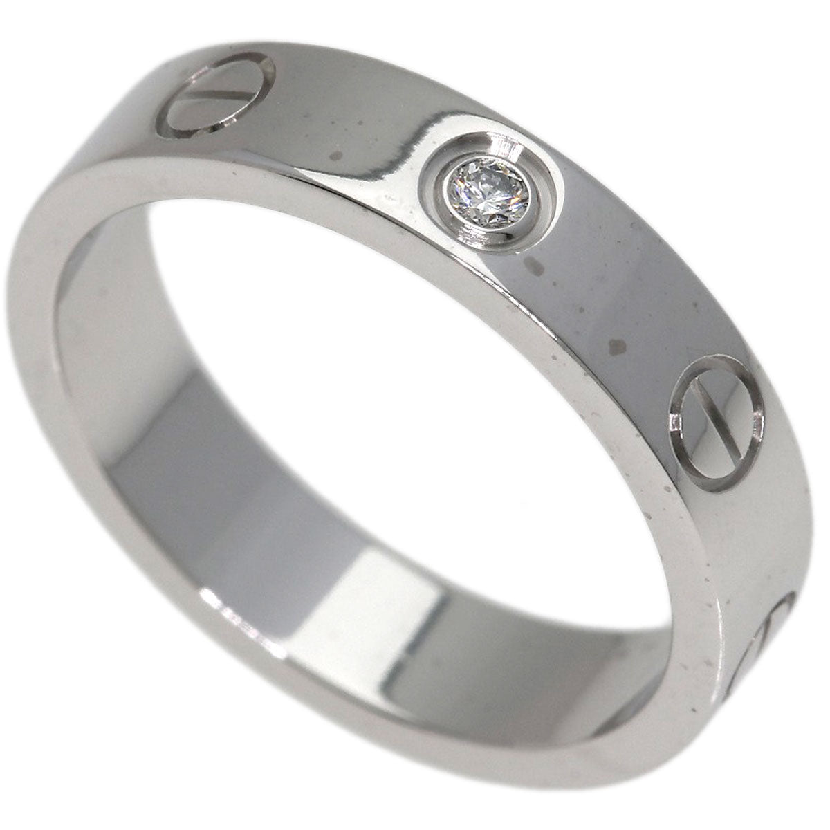CARTIER Mini love ring 1P Diamond #49 Ring K18 White Gold Ladies [Used]