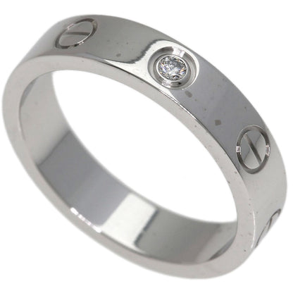 CARTIER Mini love ring 1P Diamond #49 Ring K18 White Gold Ladies [Used]