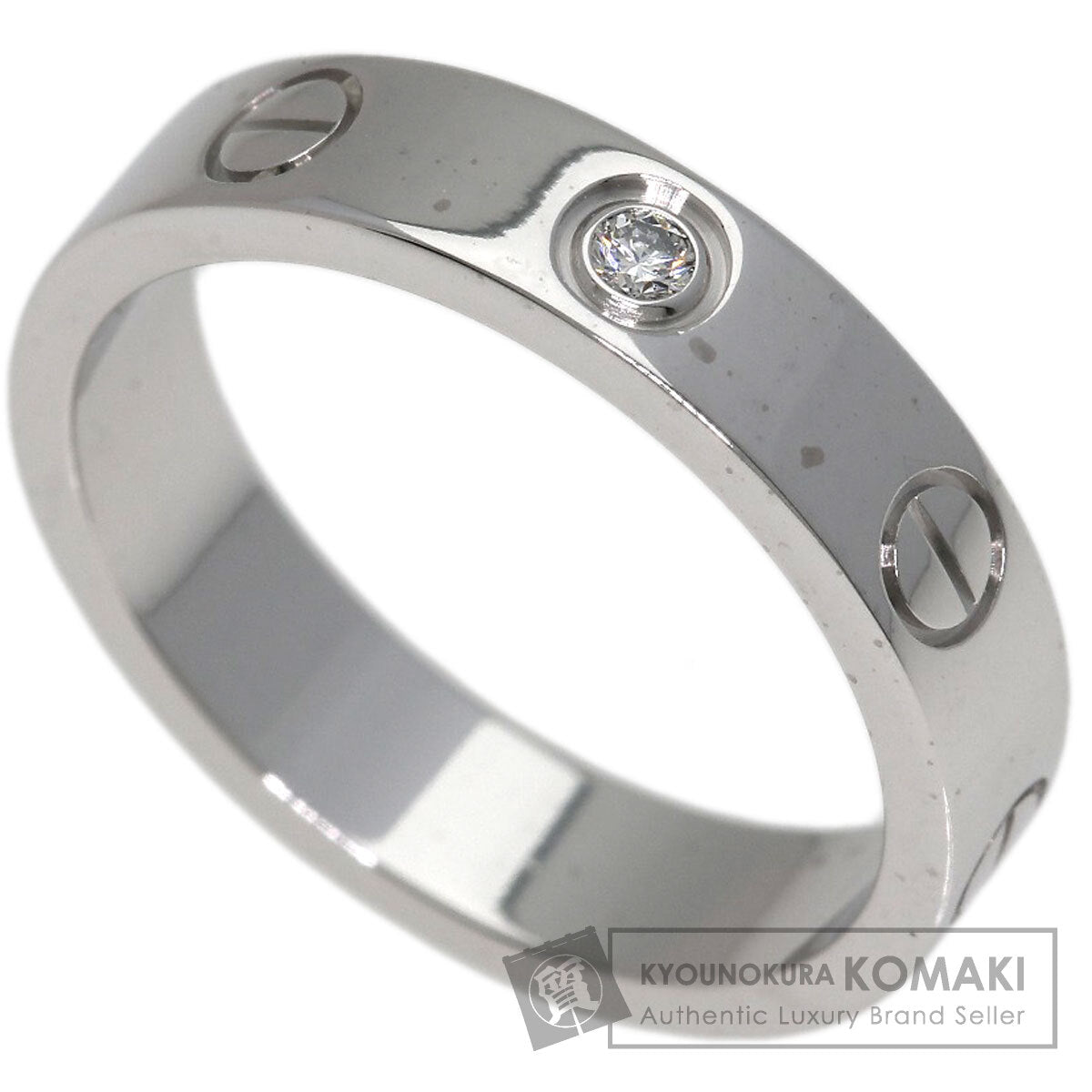 CARTIER Mini love ring 1P Diamond #49 Ring K18 White Gold Ladies [Used]