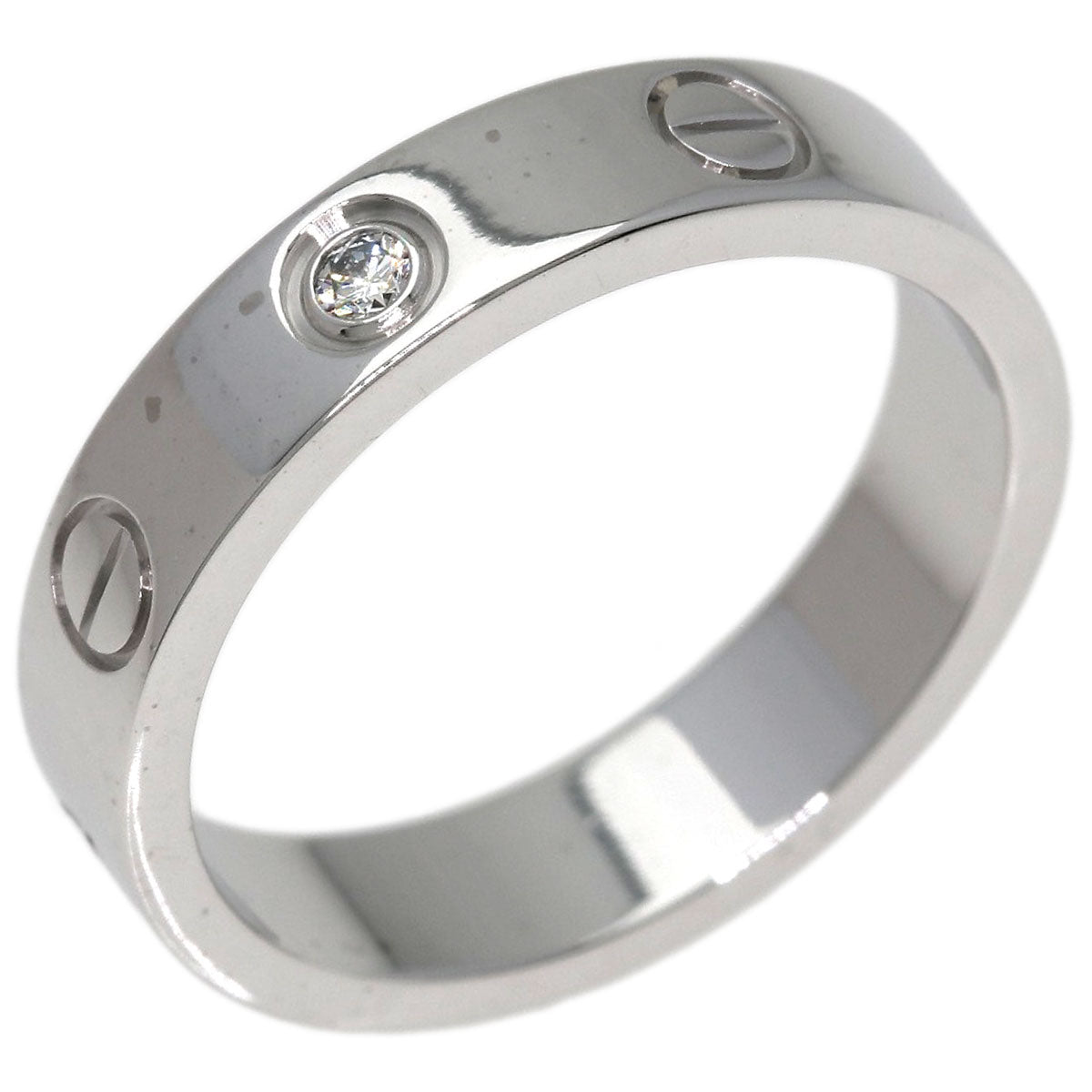 CARTIER Mini love ring 1P Diamond #49 Ring K18 White Gold Ladies [Used]